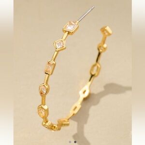 NWT Anthropologie delicate crystal hoop post earrings
